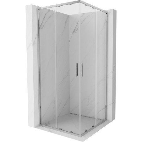 Mexen Exo-S Duo štvorcová sprchová kabína posuvná 80 x 80 cm, transparentná, chrómovaná - 8111-080-080-01-00