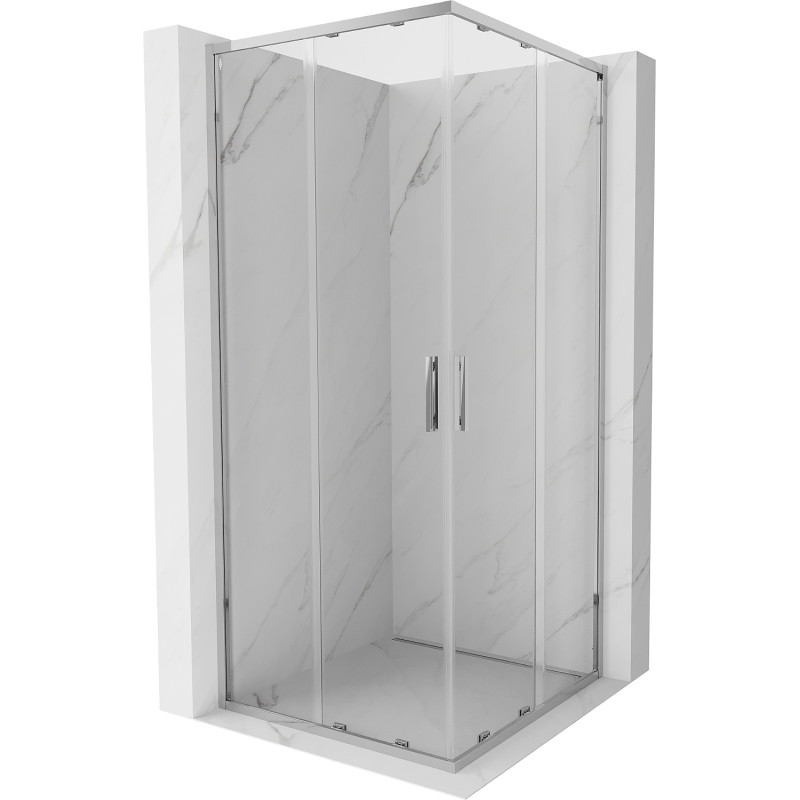 Mexen Exo-S Duo štvorcový sprchovací kút so zasúvacími dverami 90 x 90 cm, transparentný, chróm - 8111-090-090-01-00