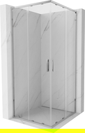 Mexen Exo štvorcový sprchovací kút s posuvnými dverami 100 x 100 cm, transparentný, chróm - 8111-100-100-01-00