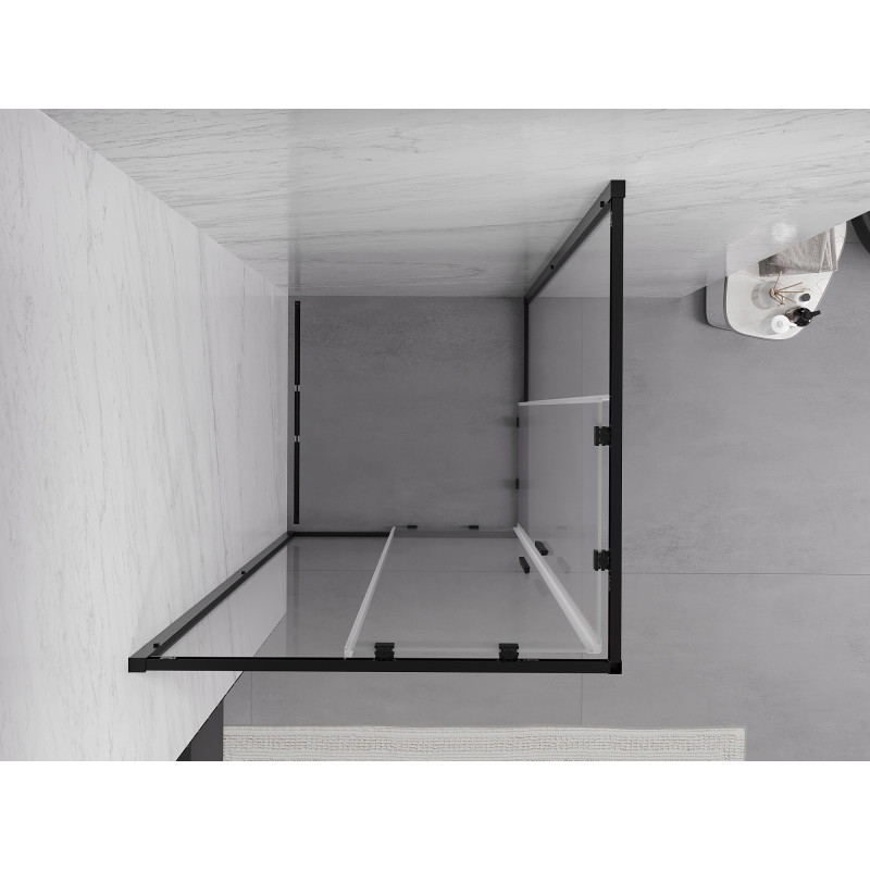 Mexen Exo-S Duo štvorcový sprchovací kút s posuvnými dverami 80 x 80 cm, transparentný, čierny - 8111-080-080-70-00