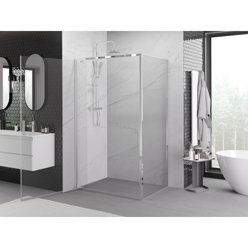 Mexen Exo-BR sprchový kút s otváracím systémom 75 x 80 cm, transparentný, chróm - 8181-075-080-01-00