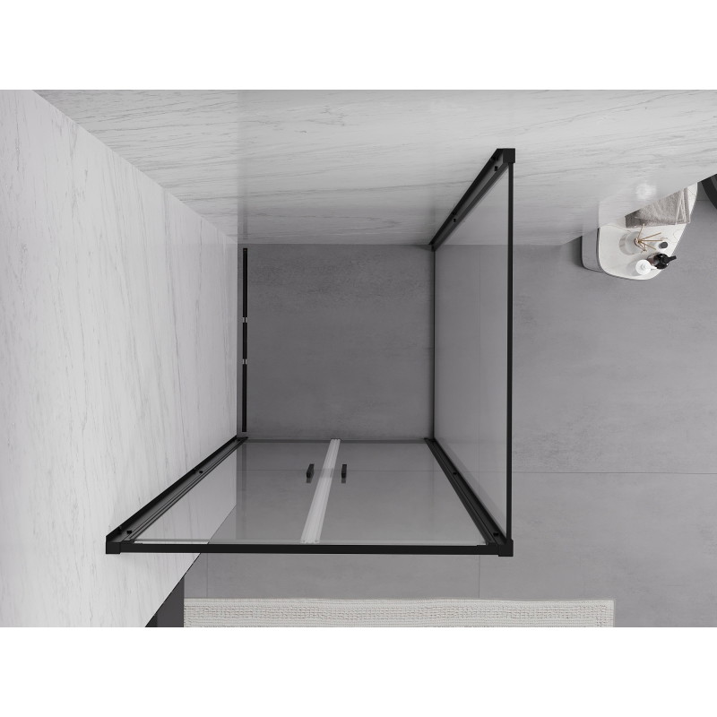 Mexen Exo-B Duo sprchový kút s pootváracími dverami 80 x 80 cm, priehľadný, čierny - 814-080-080-70-00