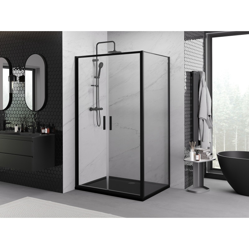 Mexen Exo-B Duo sprchová kabína, zasúvacia 100 x 80 cm, číra, čierna - 814-100-080-70-00