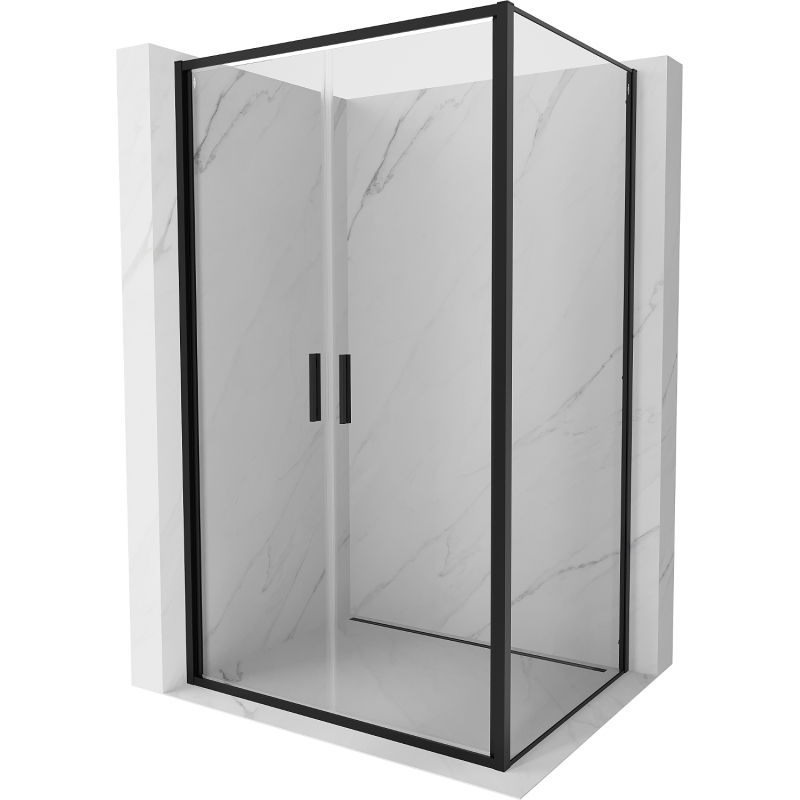 Mexen Exo sprchovací kút s otváracími dverami 80 x 85 cm, transparentný, čierny - 814-080-085-70-00