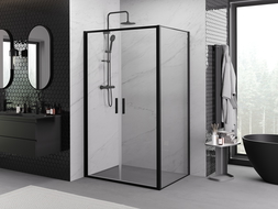 Mexen Exo sprchovací kút s otváracími dverami 70 x 90 cm, priehľadný, čierny - 814-070-090-70-00