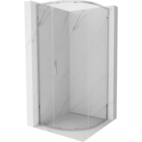 Mexen Exo-S polkruhová sprchová kabína posuvná 80 x 80 cm, transparentná, chróm - 8131-080-080-01-00