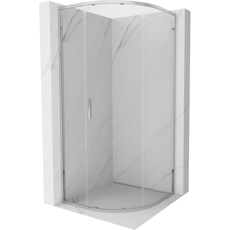 Mexen Exo polkruhová sprchová kabína posuvná 70 x 70 cm, transparentná, chróm - 8131-070-070-01-00
