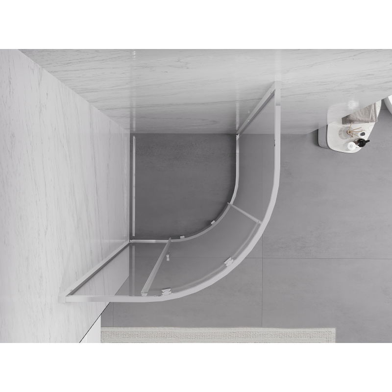 Mexen Exo polkruhová sprchová kabína posuvná 90 x 90 cm, transparentná, chróm - 8131-090-090-01-00