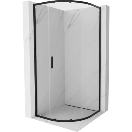 Mexen Exo polkruhový sprchovací kút posuvný 70 x 70 cm, priehľadný, čierny - 8131-070-070-70-00