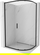 Mexen Exo asymetrická posuvná štvrťkruhová sprchová kabína 90 x 80 cm, transparentná, čierna - 8131-090-080-70-00