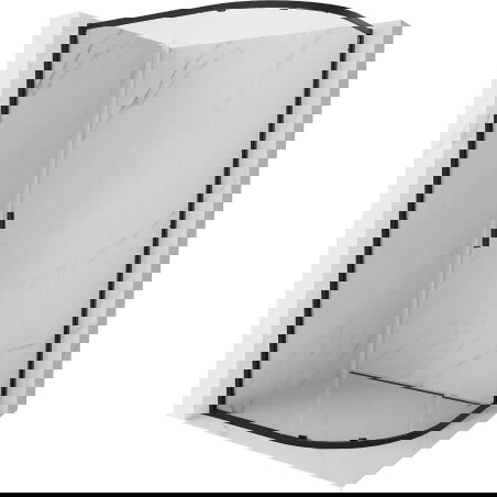 Mexen Exo polkruhový asymetrický sprchový kút posuvný 100 x 90 cm, transparentný, čierny - 8131-100-090-70-00