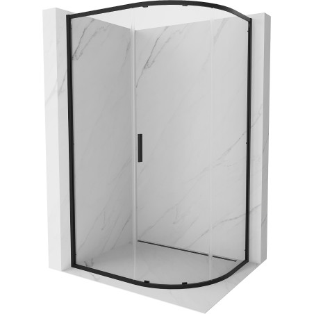 Mexen Exo-S asymetrická posuvná polkruhová sprchová kabína 100 x 90 cm, transparentná, čierna - 8131-100-090-70-00