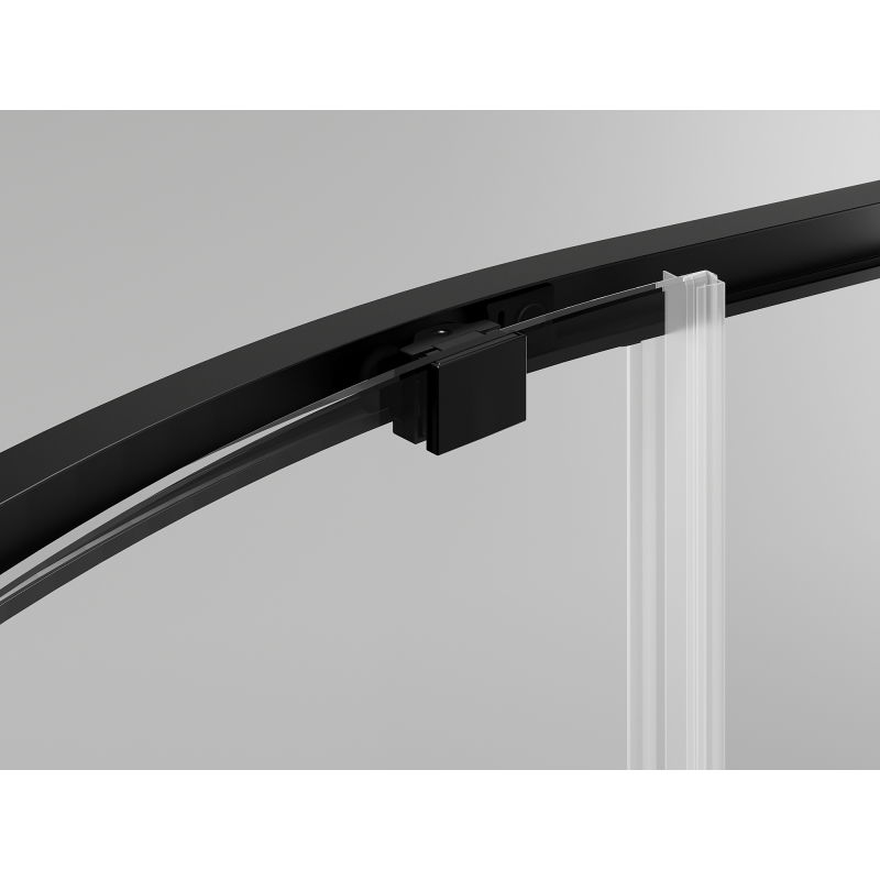 Mexen Exo polkruhový asymetrický sprchový kút posuvný 100 x 90 cm, transparentný, čierny - 8131-100-090-70-00