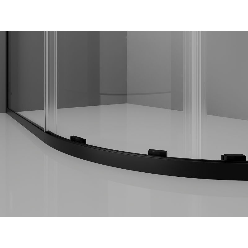 Mexen Exo polkruhová sprchová kabína posuvná 90 x 90 cm, transparentná, čierna - 8131-090-090-70-00