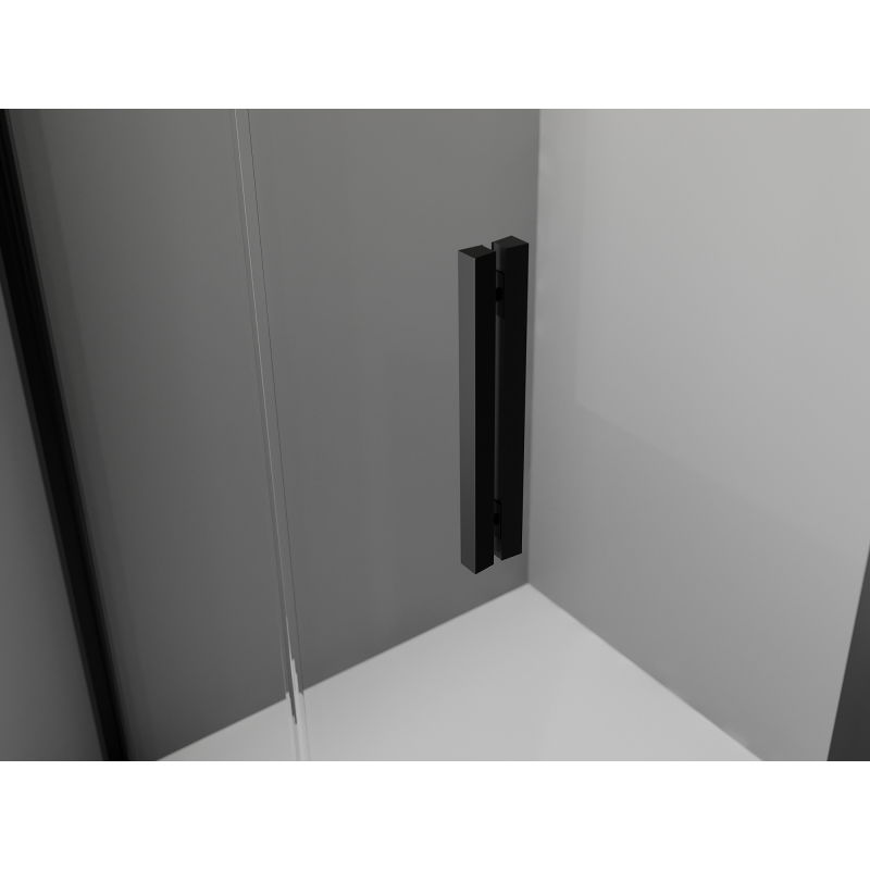 Mexen Exo sprchová kabína štvrťkruhová asymetrická posuvná 100 x 80 cm, transparentná, čierna - 8131-100-080-70-00