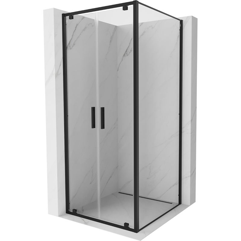 Mexen Exo sprchová kabína s otváracími dverami 70 x 70 cm, transparentná, čierna - 8182-070-070-70-00