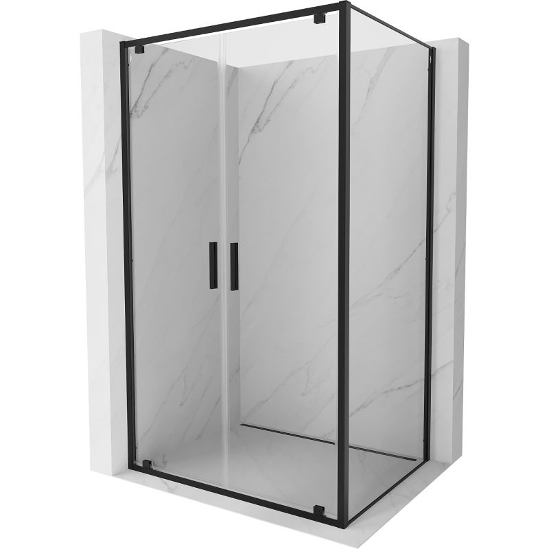 Mexen Exo sprchový kút s otváracími dverami 80 x 90 cm, transparentný, čierny - 8182-080-090-70-00