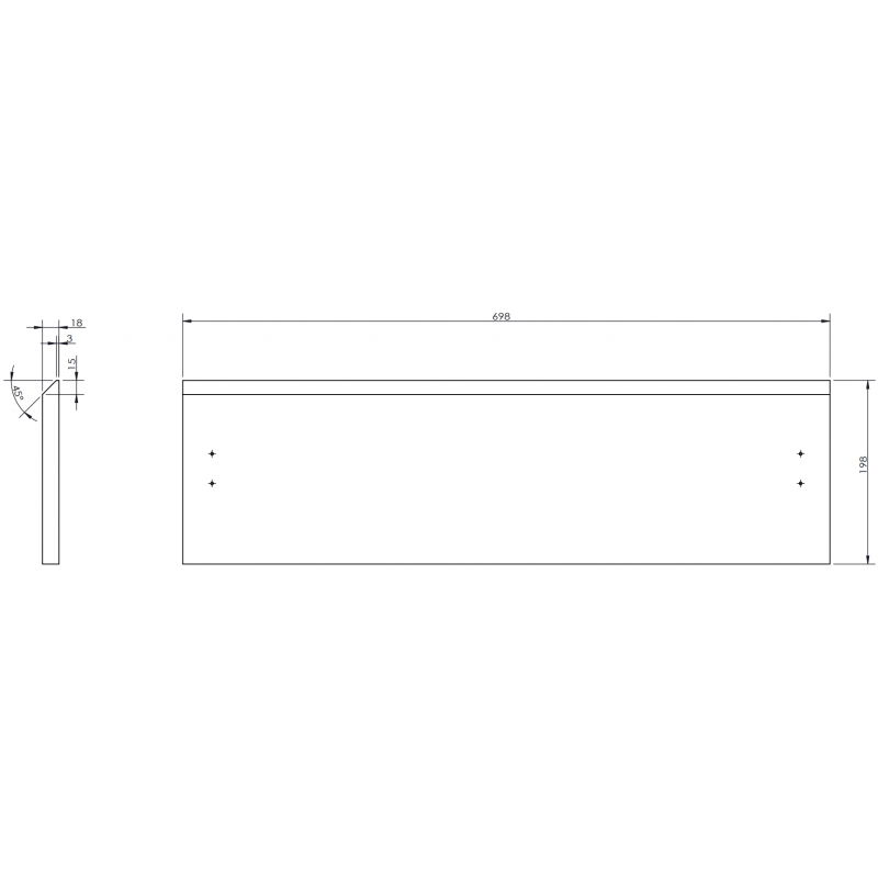 Mexen Rivel predná časť ryhovaná pre korpus kúpeľňovej skrinky 70 x 20 cm, grafit mat - 91A20-0700-235-1-66