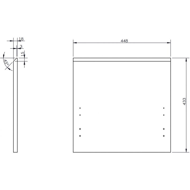 Mexen Rivel predná ryhovaná časť pre telo kúpeľňovej skrinky 45 x 43,5 cm, biely mat - 91A20-0450-470-1-01