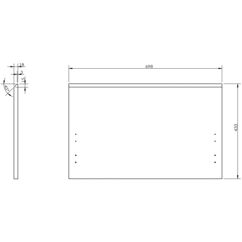 Mexen Rivel čelná doska ryhovaná pre korpus kúpeľňovej skrinky 70 x 43,5 cm, biely mat - 91A20-0700-470-1-01
