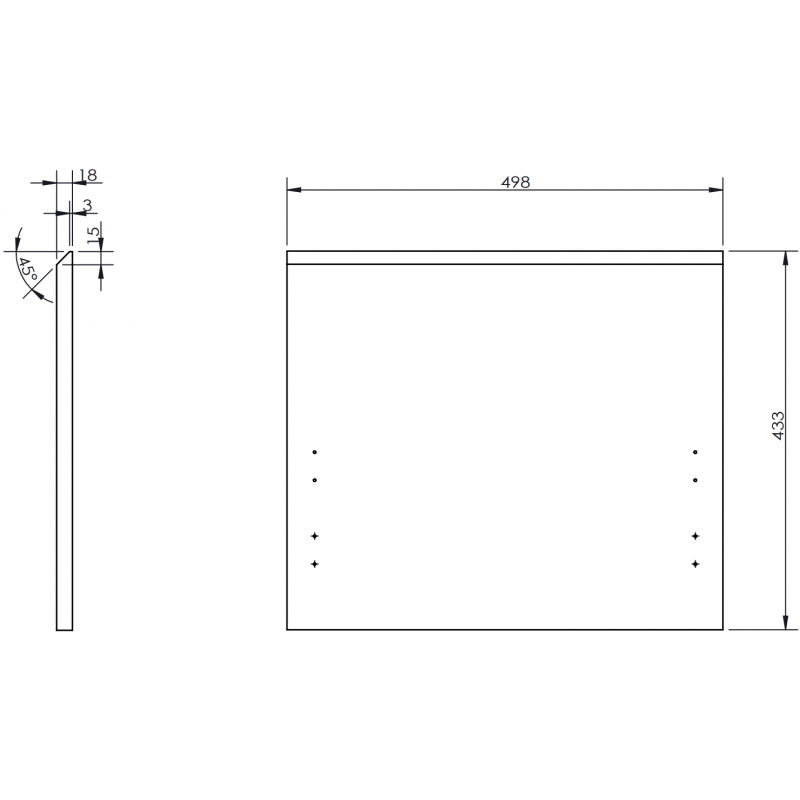 Mexen Rivel predná strana ryhovaná pre skrinku do kúpeľňe 50 x 43,5 cm, sivý mat - 91A20-0500-470-1-62