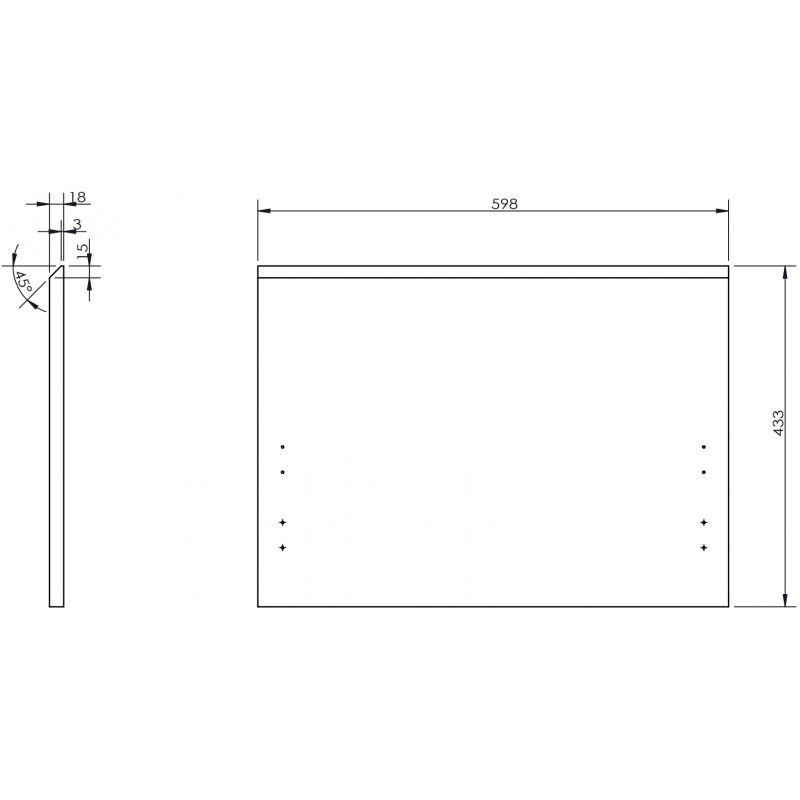 Mexen Rivel čelný ryhovaný panel k telu kúpeľňovej skrinky 60 x 43,5 cm, čierny mat - 91A20-0600-470-1-71