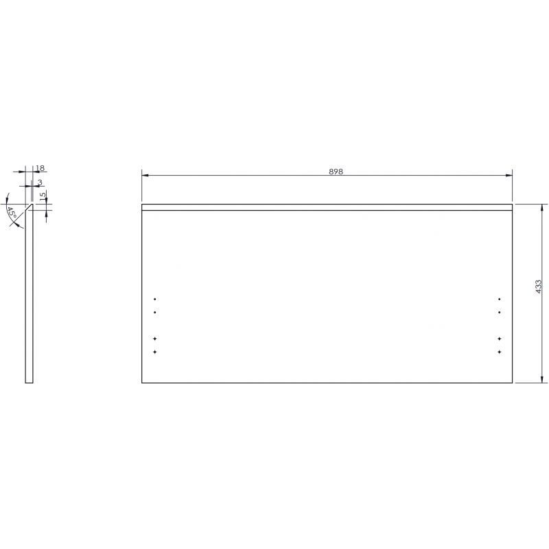 Mexen Rivel predný ryhovaný panel pre skrinku 90 x 43,5 cm, čierny mat - 91A20-0900-470-1-71