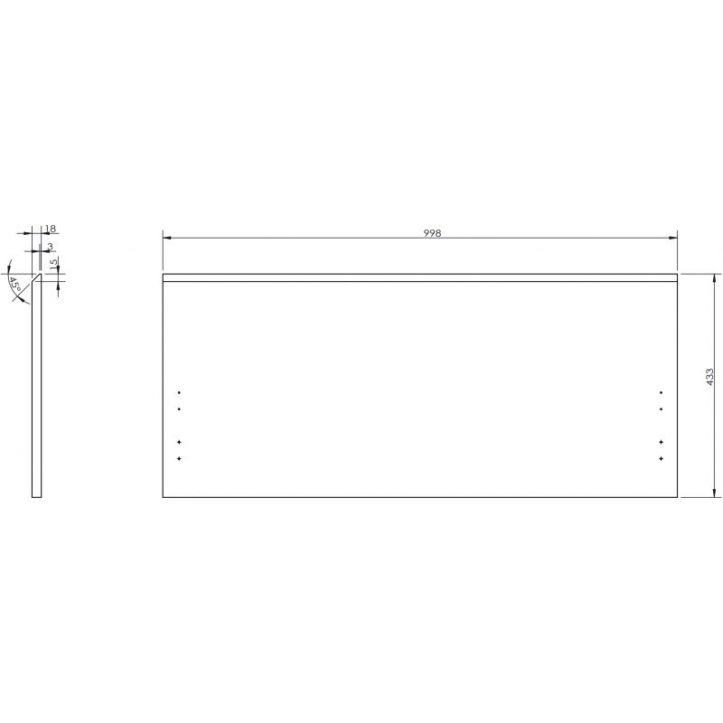 Mexen Rivel predný panel s drážkami pre telo kúpeľňovej skrinky 100 x 43,5 cm, orech - 91A20-1000-470-1-86