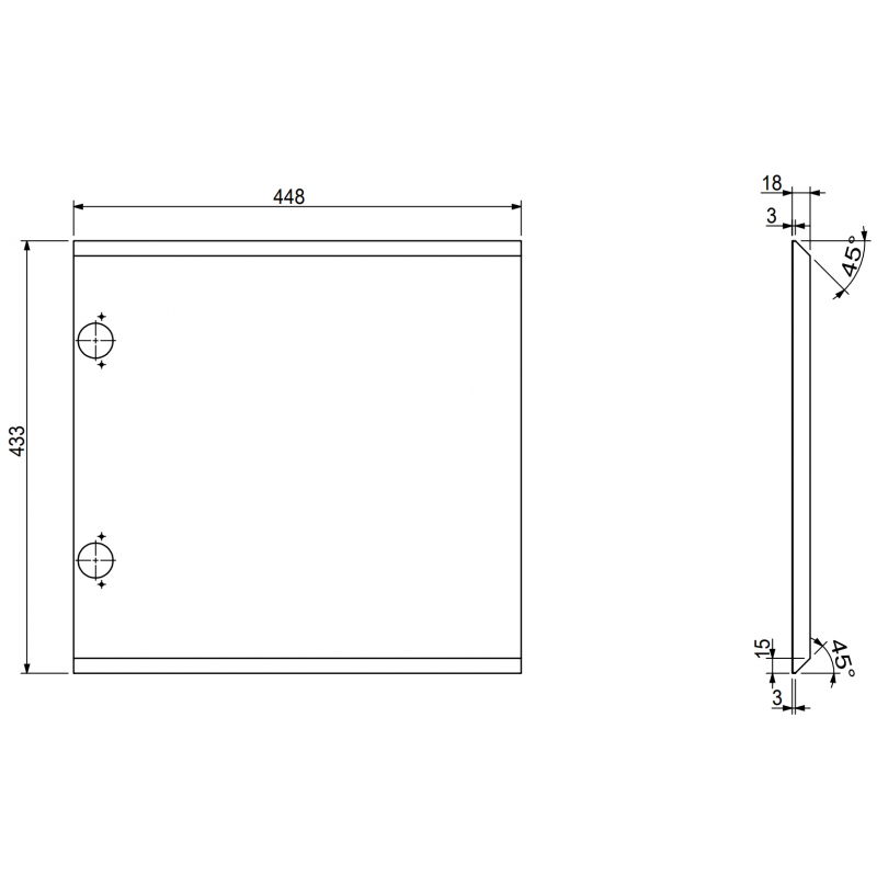 Mexen Rivel predná ryhovaná pre skrinku kúpeľňovej skrine 45 x 43,5 cm, grafit mat - 91A21-0450-470-1-66