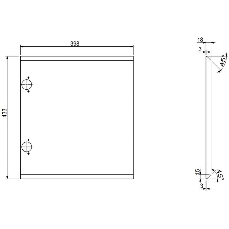 Mexen Rivel predný ryhovaný panel pre korpus skrinky do kúpeľne 40 x 43,5 cm, dub - 91A21-0400-470-1-81