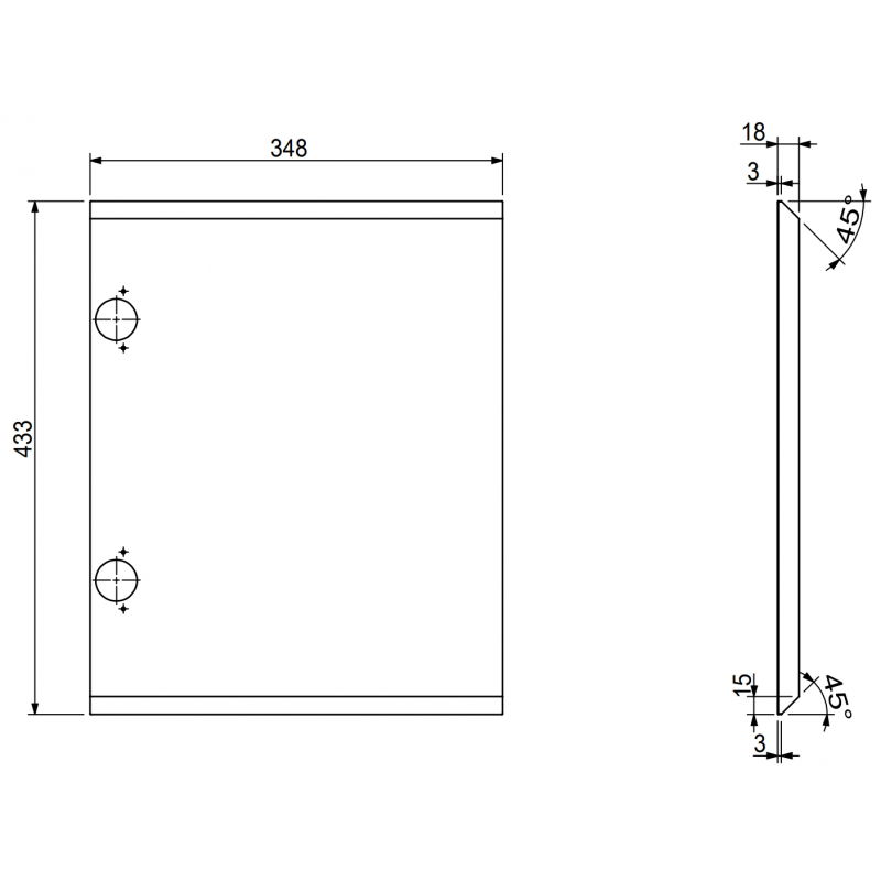 Mexen Rivel ryhovaný predný diel na skrinku do kúpeľne 35 x 43,5 cm, čierny mat - 91A21-0350-470-1-71