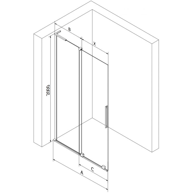 Mexen Velar L sprchová stena posuvná Walk-in 100 x 200 cm, grafit 8 mm, brúsená tmavošedá - 871-100-003-43-66