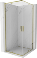 Mexen Exo-R Duo štvorcová sprchová kabína s otváracími dverami 70 x 70 cm, transparentná, zlatá - 8110-070-070-50-00