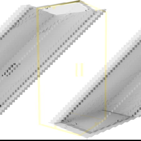 Mexen Exo štvorcová sprchová kabína s otváracími dverami 80 x 80 cm, transparentná, zlatá - 8110-080-080-50-00