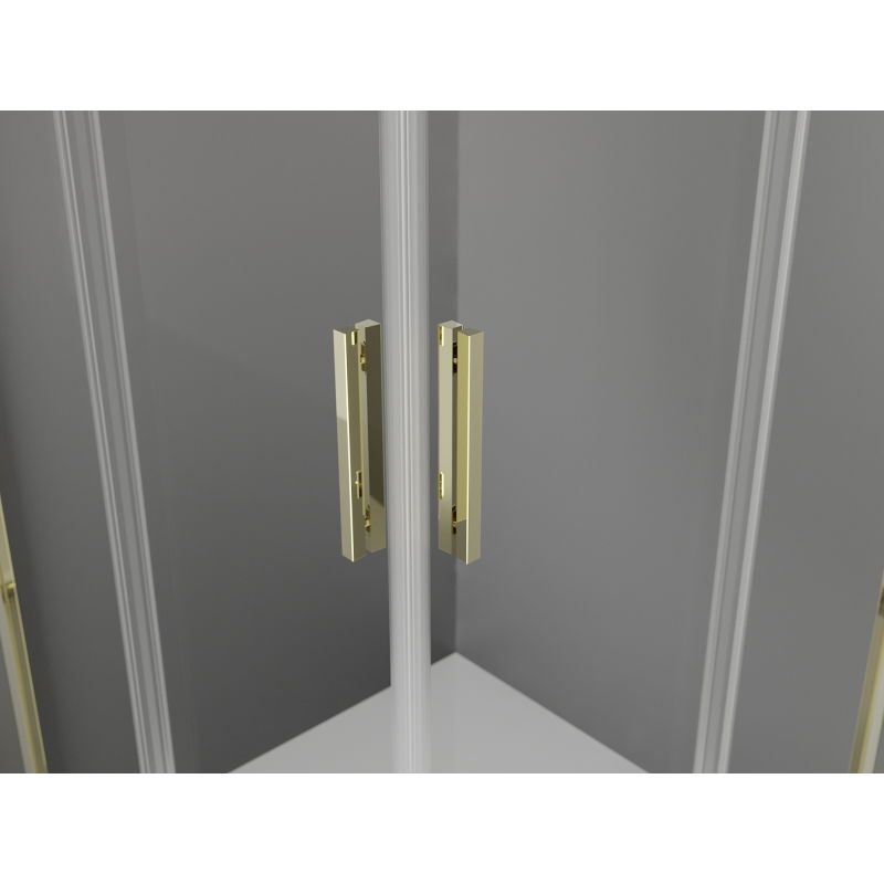 Mexen Exo štvorcová sprchová kabína s otočnými dverami 80 x 80 cm, číra, zlatá - 8110-080-080-50-00