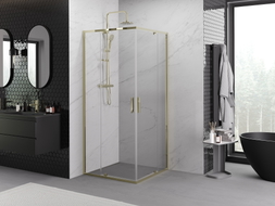 Mexen Exo-R Duo štvorcový sprchový kút 90 x 90 cm, transparentný, zlatý - 8110-090-090-50-00