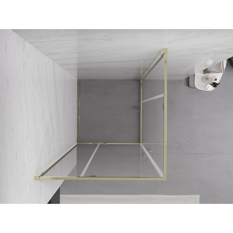Mexen Exo-R Duo štvorcová sprchová kabína s otváracími dvermi 100 x 100 cm, transparentná, zlatá - 8110-100-100-50-00