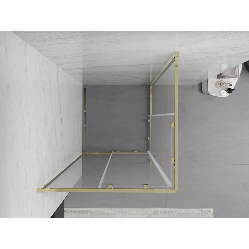 Mexen Exo štvorcová sprchová kabína posuvná 80 x 80 cm, transparentná, zlatá - 8111-080-080-50-00
