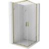 Mexen Exo-S Duo štvorcový sprchový kút s posuvnými dverami 100 x 100 cm, priehľadný, zlatý - 8111-100-100-50-00