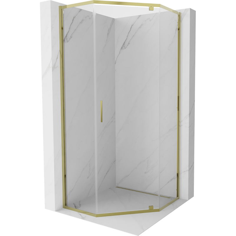 Mexen Exo päťuholníková sprchová kabína 80 x 80 cm, priehľadná, zlatá - 812-080-080-50-00