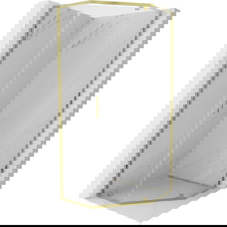 Mexen Exo päťuholníková sprchová kabína s otváracími dverami 80 x 80 cm, transparentná, zlatá - 812-080-080-50-00