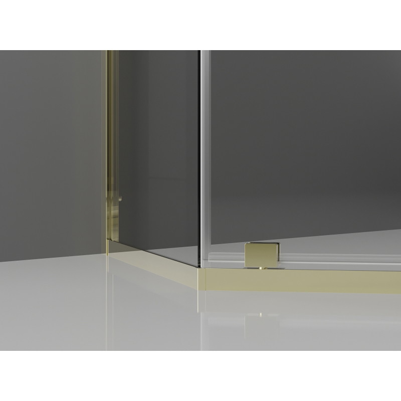 Mexen Exo-R päťuholníková sprchová kabína s otváracími dverami 80 x 80 cm, transparentná, zlatá - 812-080-080-50-00