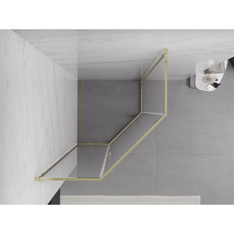 Mexen Exo päťuholníková sprchová kabína s otváracími dverami 90 x 90 cm, transparentná, zlatá - 812-090-090-50-00