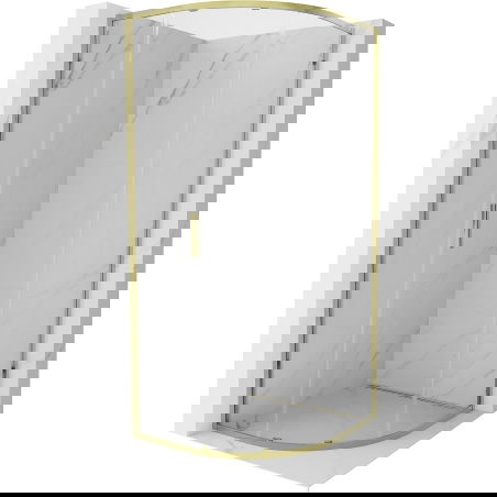 Mexen Exo štvrťkruhová sprchová kabína posuvná 90 x 90 cm, transparentná, zlatá - 8131-090-090-50-00