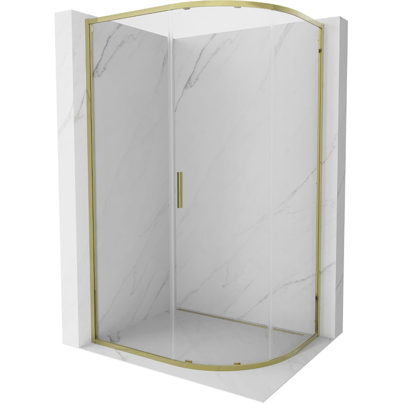 Mexen Exo sprchová kabína polkruhová posuvná 100 x 80 cm, transparentná, zlatá - 8131-100-080-50-00