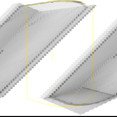 Mexen Exo asymetrická polkruhová sprchová kabína posuvná 120 x 90 cm, transparentná, zlatá - 8131-120-090-50-00