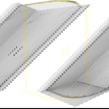 Mexen Exo zaoblená posuvná sprchová kabína 100 x 90 cm, transparentná, zlatá - 8132-100-090-50-00