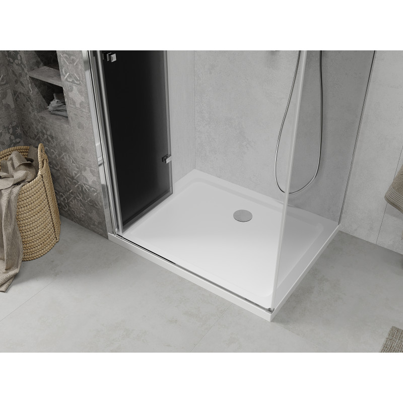 Mexen Lima skladacia sprchová kabína 80 x 90 cm, grafit, chróm + vanička Flat, biela - 856-080-090-01-40-4010