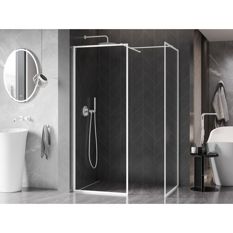 Mexen Kioto-F sprchová stena Walk-in s rámom 100 x 80 cm, transparentná 8 mm, biela - 800-100-202-04-20-080
