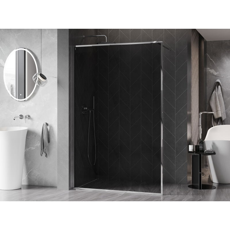 Mexen Kioto-F sprchová stena Walk-in s rámom 140 x 202 cm, grafit 8 mm, chróm - 800-140-104-01-40